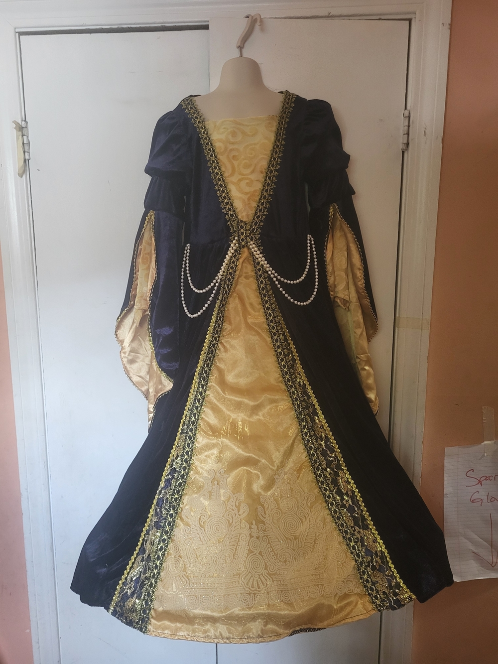Elegant Navy and Gold Renaissance-Inspired Girl's Size 6X Dress